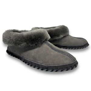 Overland Woman's London Slippers Gray Australian Sheepskin Moccasin Size 11